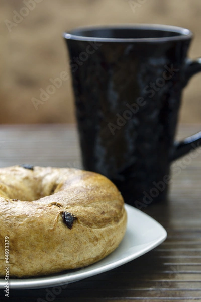 Obraz Breakfast Bagel with coffee