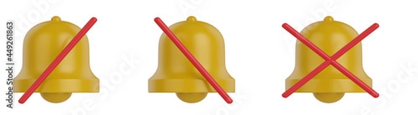 Obraz 3d render. Isolated bells with red stripes 