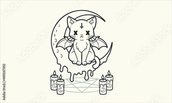 Fototapeta Pastel goth Cat Coloring Page