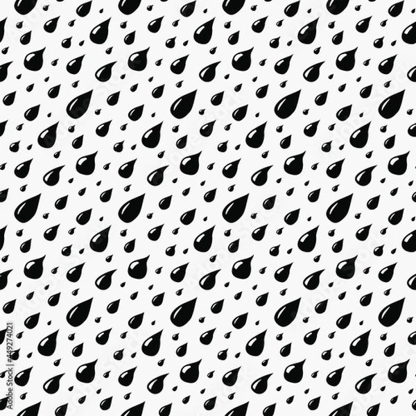 Fototapeta Geometric seamless vector texture of two colors with droplets