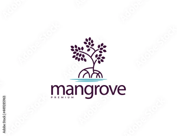 Obraz Elegant mangrove tree logo with leaves