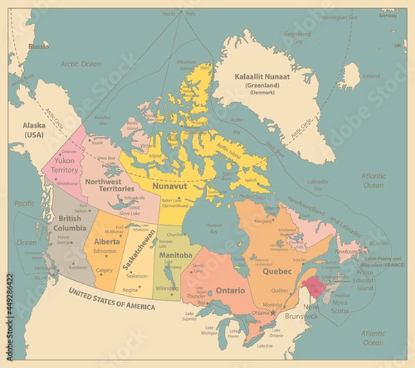 Obraz Canada Map Retro Map