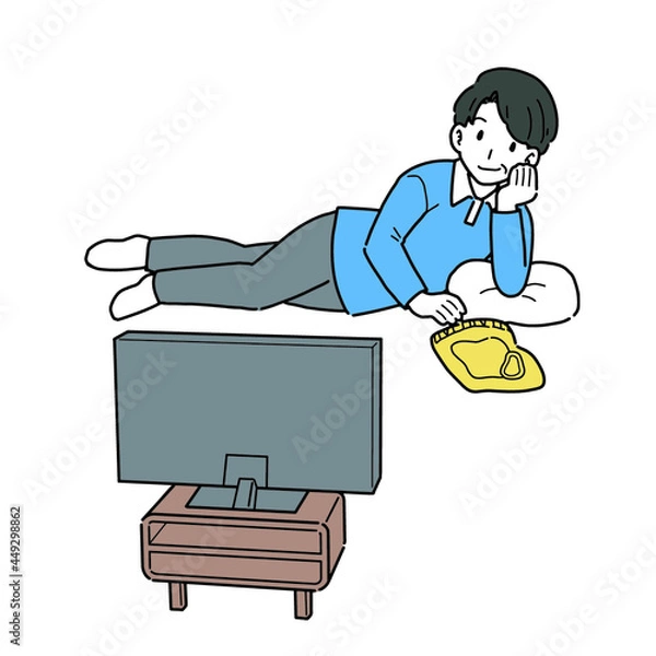 Obraz ダラダラして運動不足な男性のイラスト