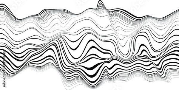 Fototapeta Design elements  . Abstract Vector Striped Geometric Background, parallel horizontal hand drawn wavy lines pattern .