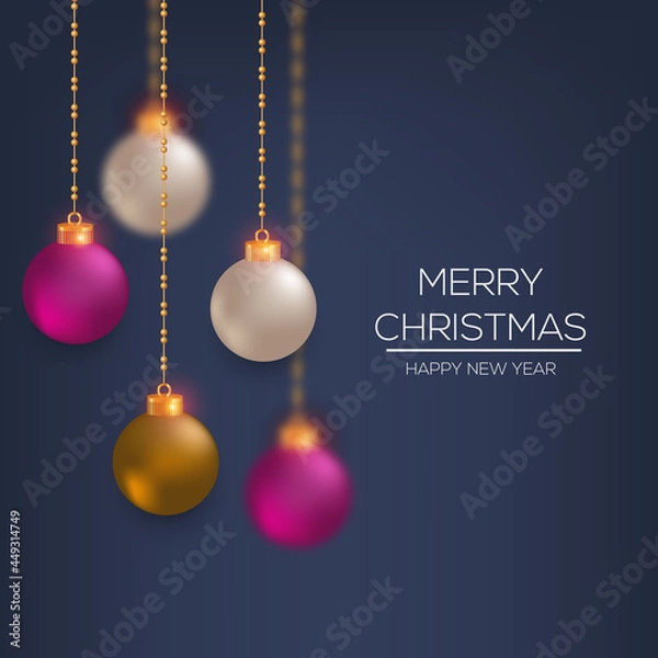 Fototapeta Christmas Ball Realistic  Silver Red  And Golden  Color