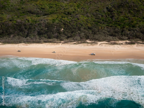 Obraz Aerial Photo of Beach Driving on Fraser Island