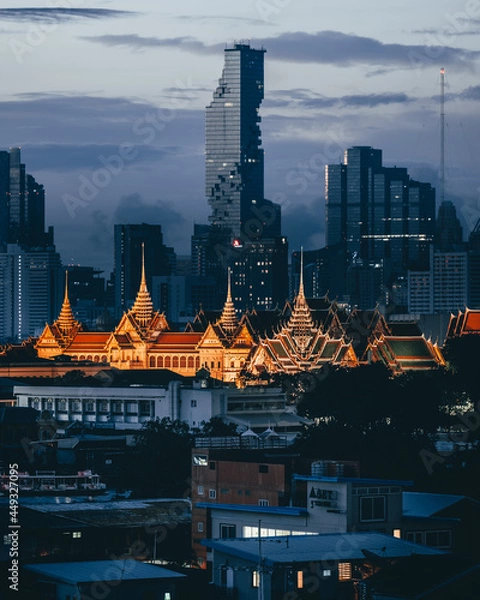 Obraz City scape view and temple of Bangkok