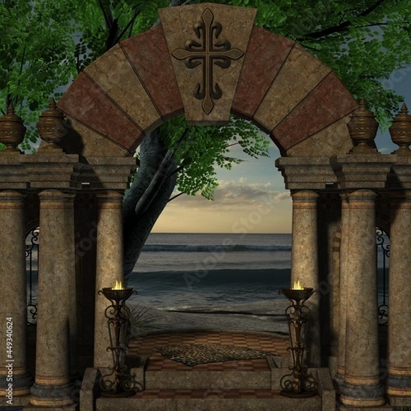 Fototapeta 3d illustration of an fantasy background with a mystical atmosphere 