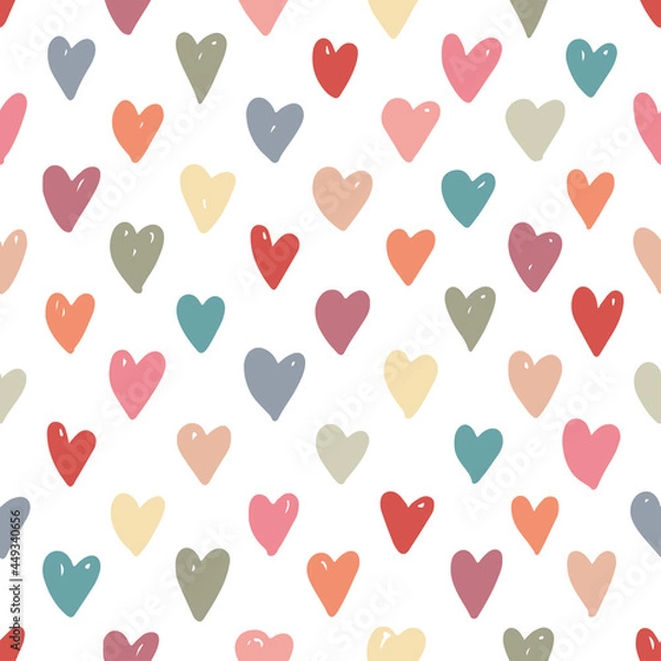 Obraz Colored Hearts pattern. Hand drawing. Vector illustration
