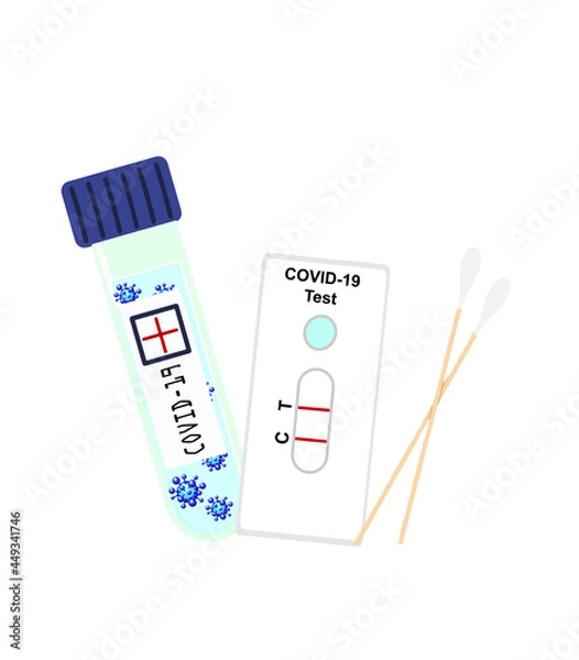 Fototapeta Antigen test kits (ATK) for COVID-19 illustration isolated on background.  