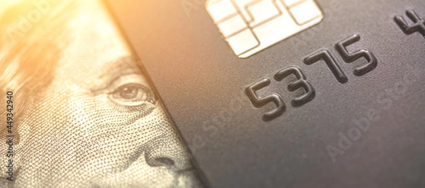 Obraz Credit card and dollars, banking products concept banner photo