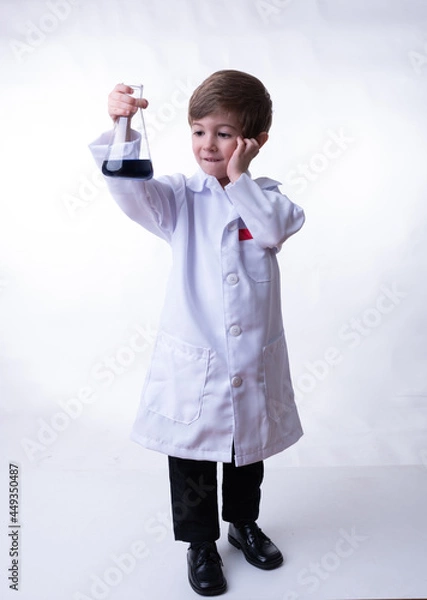 Obraz A chemical scientist child isolated on a white background.