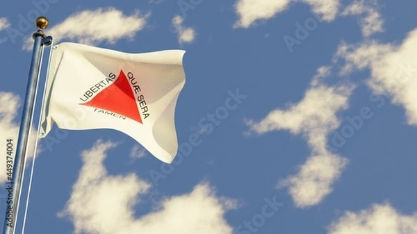 Obraz Minas Gerais 3D rendered realistic waving flag illustration on Flagpole. Isolated on sky background with space on the right side.