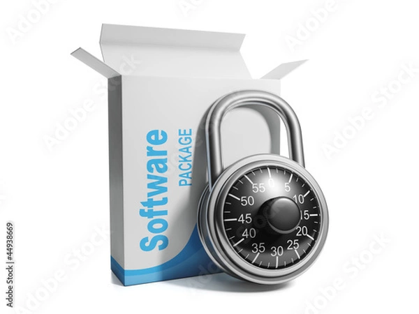 Obraz 3d illustration: Licensed software, licensed software box with c