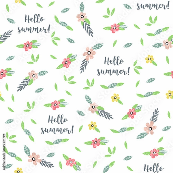 Fototapeta Summer seamless pattern with flowers