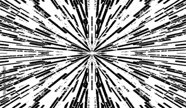 Fototapeta Circular starburst explosion texture. Distressed uneven grunge background. Abstract vector illustration. Overlay to create interesting effect and depth. Isolated on white background.