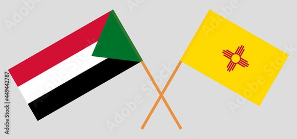 Obraz Crossed flags of the Sudan and the State of New Mexico. Official colors. Correct proportion