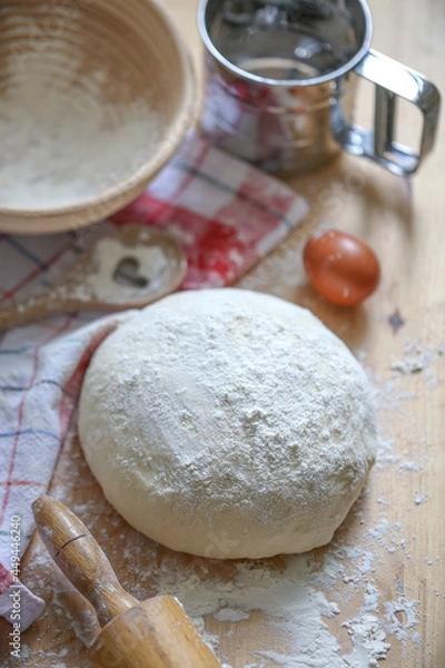 Obraz fermented bread dough on the kitchen counter