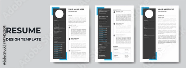 Obraz Clean Modern Resume and Cover Letter Layout Vector Template for Business Job Applications, Minimalist resume cv template, Resume design template, cv design, multipurpose resume design