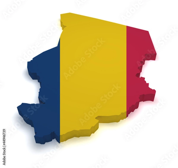 Fototapeta Chad Map Flag Shape