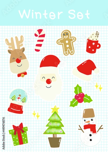 Fototapeta Santa Clause Sticker set and planner sticker