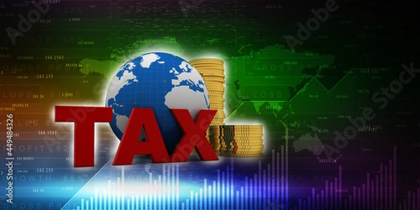 Fototapeta 3d rendering Gold coins with tax
