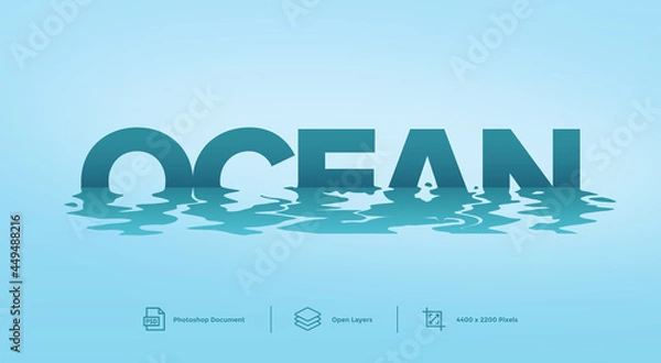 Fototapeta Ocean Text Effect Design Photoshop Layer Style Effect