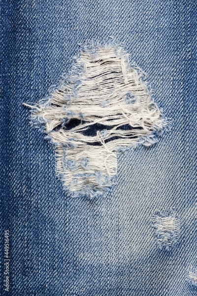Obraz Jeans torn denim texture.