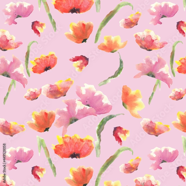 Fototapeta Poppy flower seamless pattern