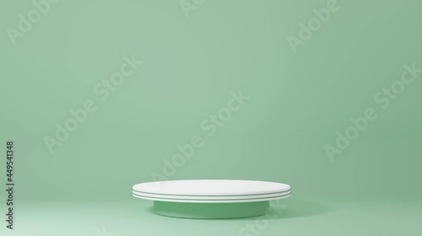 Fototapeta White Product Stand in green room ,Studio Scene For Product ,minimal design,3D rendering	
