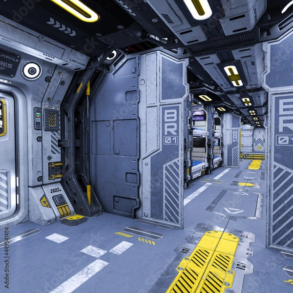 Obraz 3D-illustration of a futuristic barrack in a science fiction scene