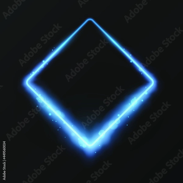 Obraz Square frame with glowing sparkles. Magic clouds neon effect. Neon frame effect, glowing glares with bokeh. Eps10 vector
