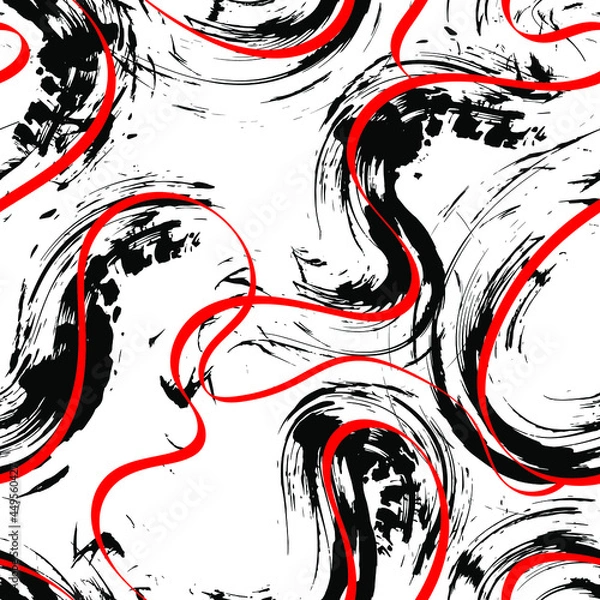 Fototapeta Seamless abstractpattern with lines and grunge spots