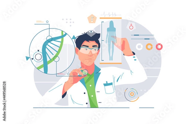 Fototapeta Scientists working with dna in lab