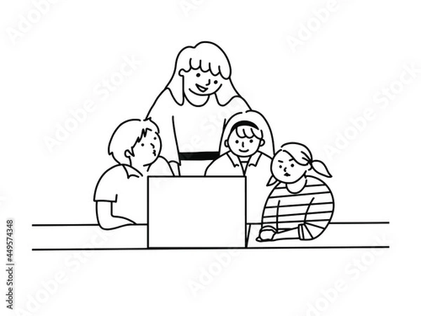 Obraz 小学生がプログラミング学習中