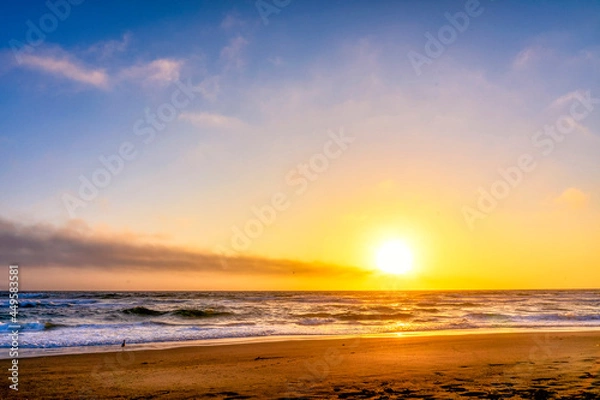 Obraz Sunset on the beach, ocean, sky, sun
