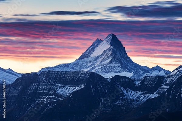 Obraz Alpenglow sunset over mountain