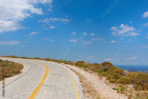Fototapeta sea panorama from the heights of Keratea at sunset in Athens in Greece