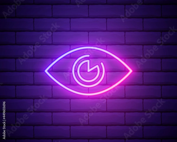 Fototapeta eye neon icon. Elements of media, press set. Simple icon for websites, web design, mobile app, info graphics isolated on brick wall.