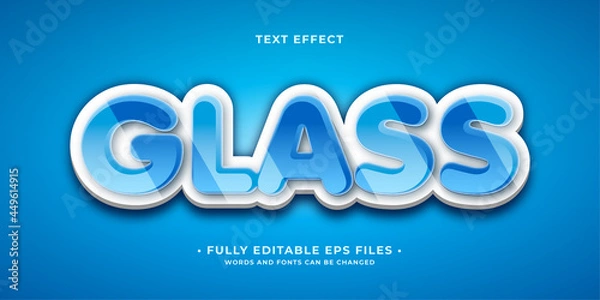 Obraz clean glossy blue glass text effect isolated editable vector eps cc