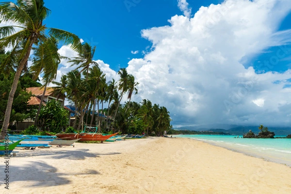 Obraz Pristine White beach in Boracay Island, Philippines.  Travel and nature.