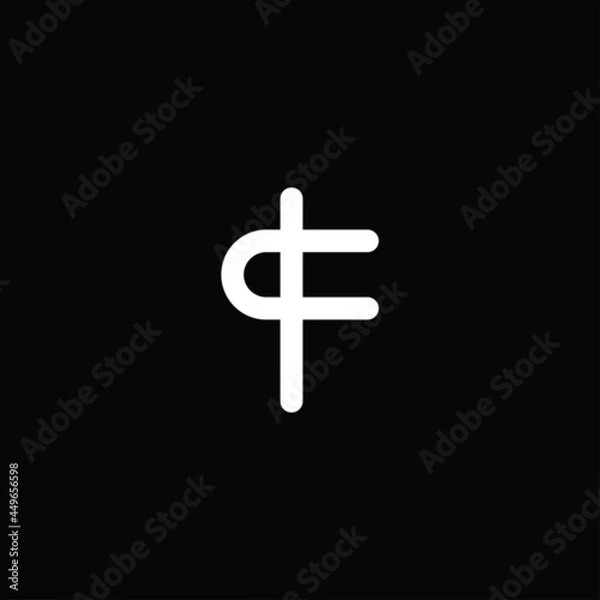 Fototapeta Minimalist letter f outline or monogram white logo isolated on background