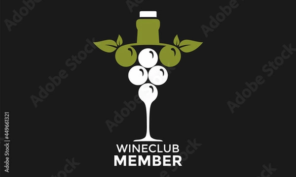 Obraz Wine Club member, Drink, Party, Good Wine Vector Design