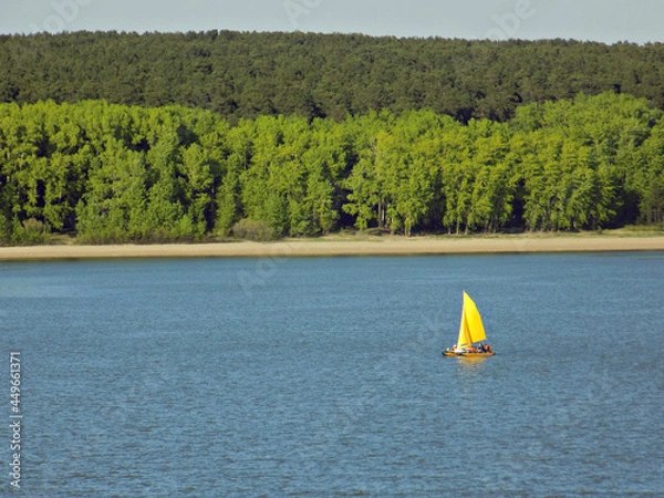 Obraz Yellow yacht on the river
