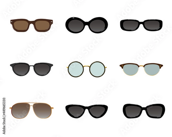 Obraz サングラスのイラストレーションセット　様々なフレーム