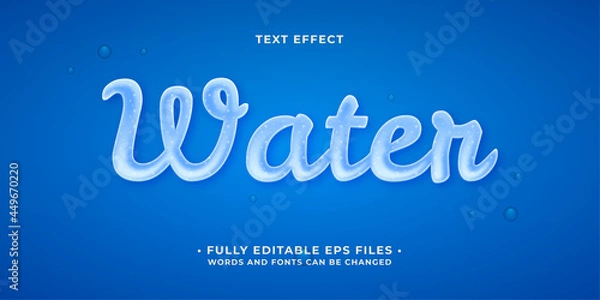 Obraz realistic flowing water text effect isolated on blue background. editable eps cc