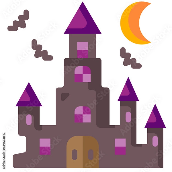 Obraz haunted house flat icon