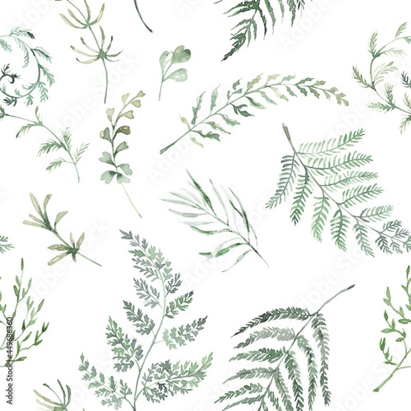 Fototapeta Woodland seamless pattern for fabric, Watercolor forest animals seamless digital paper, Cute animals repeat pattern for nursery decor, textile, wrapping paper