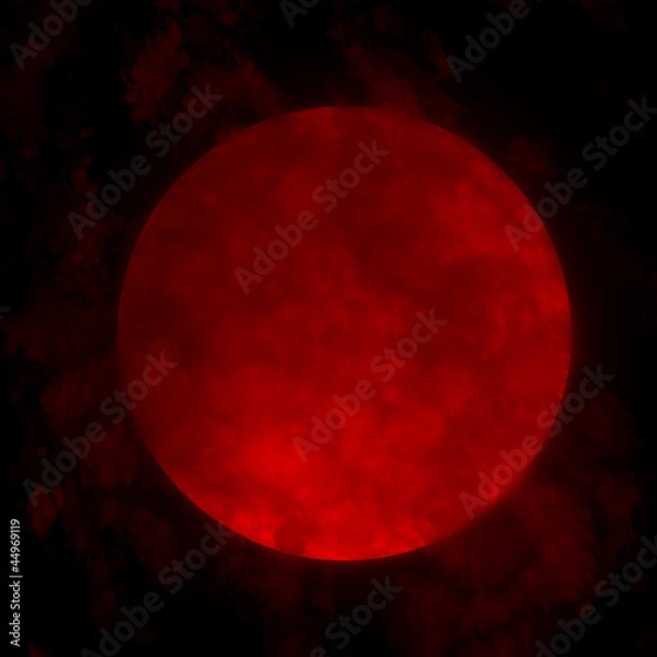Fototapeta Red full moon and clouds 3d