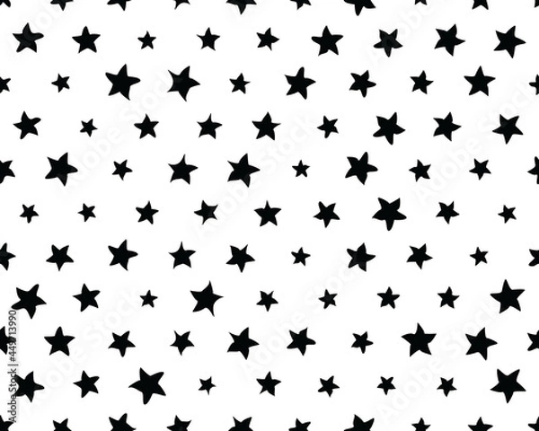 Fototapeta Seamless pattern with black  stars on white background	